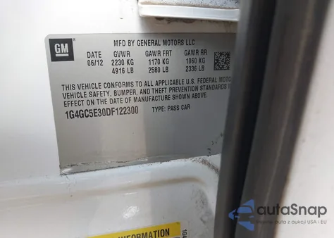 2013 Buick Lacrosse Leather Group из США, поврежденный, VIN 1G4GC5E30DF122300